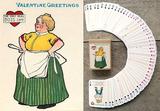 Valentine Day Playing Cards (Poker Deck 54 Cards All Different) Vintage Retro Funny Cartoons Poems for Valentine Day Greetings Cards