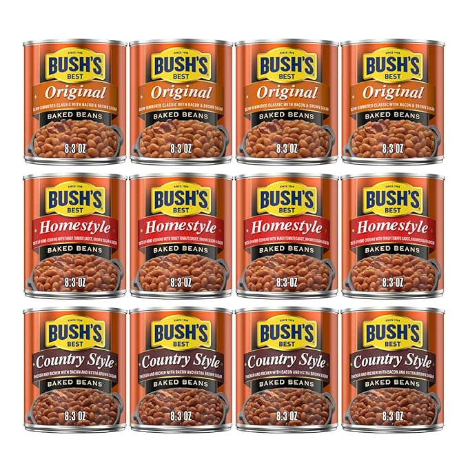 Bush's Best Baked Beans, Country Home, 4 Country Style (8.3oz), 4 Original (8.3oz), 4 Homestyle (8.3oz), (Variety Pack)