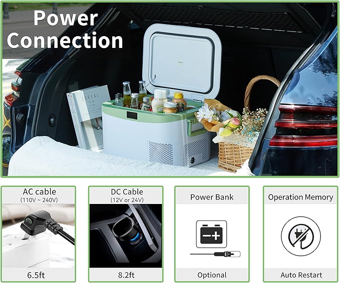 12 Volt Refrigerator Portable Car Freezer 13.5 Quart (12.8 Liter) Compressor Cooler 12V/24V DC 110～240 Volt AC for Truck Van RV Camper SUV Boat Travel Camping Road Trips Tailgating -18℃~+15℃