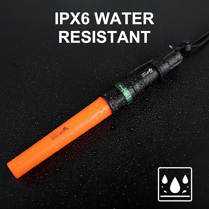 ULTRAFIRE 2pc 11-Inch Signal Traffic Wand Safty LED Flashlight 250 Lumen, Red Flashing Mode, Wrist Strap Lanyard, Side Clip, Orange Finish for Kids Outdoor Camping