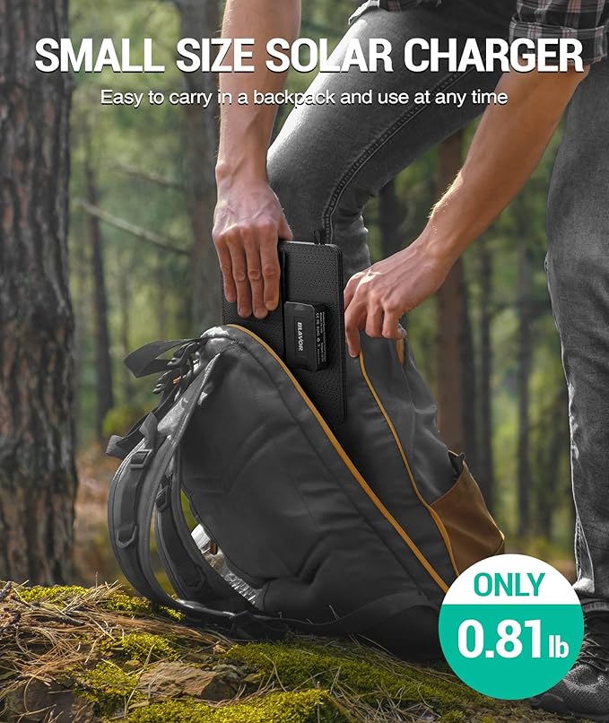 BLAVOR 10W Portable Solar Charger(5V/2A Max), Small Foldable Solar Panel with USB-C USB-A Outputs Compatible with Cell Phone Tablet, IPX4 Waterproof for Camping, Hiking, Backpacking