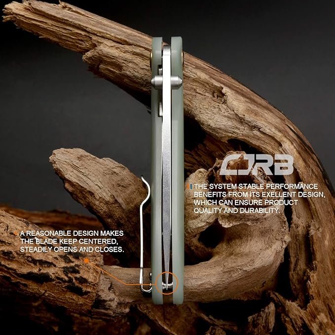 CJRB Feldspar Pocket Folding Knife Stonewash AR-RPM9 Steel Blade G10 Tactical Handle EDC Knives Green-Large (J1912)