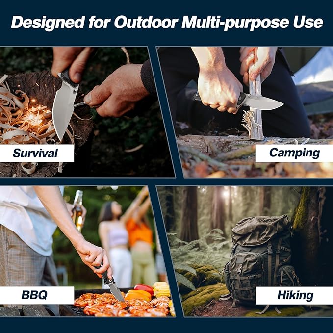 FINTISO Pocket Knife, 3.26" Premium 14C28N Blade G10 Handle with Fire Starter Function, Folding Knife with Pocket Clip for Men Women, EDC Knife for Outdoor Camping, Hunting, Hiking, Survival, Falcon Series