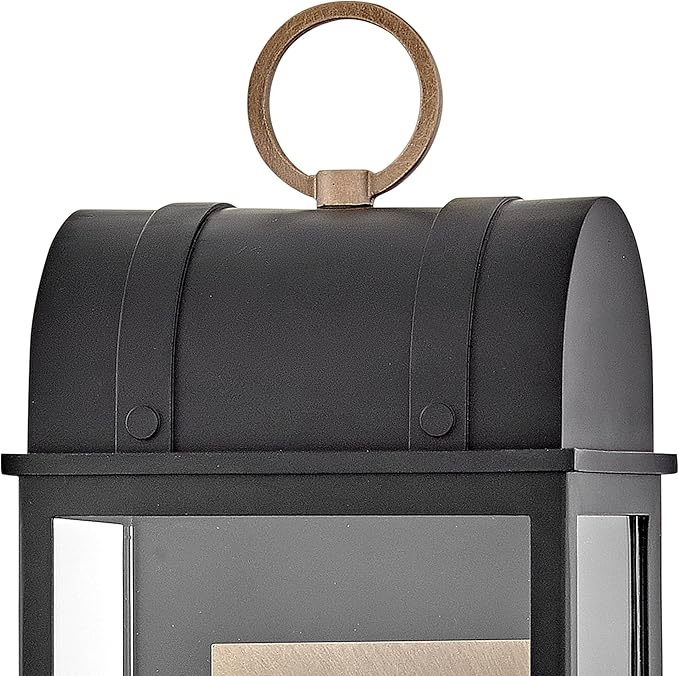 Hinkley Campbell Two Light Medium Outdoor Wall Mount Lantern - Wet Rated, Aluminum - Black Finish with Burnished Bronze Accent