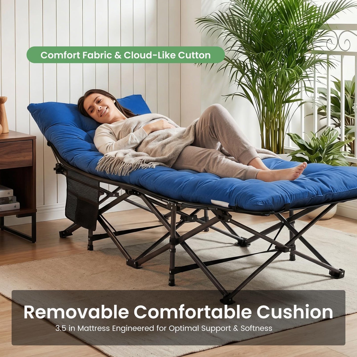 OLIXIS Camping Cot, Camping Bed, Sleeping Cot, Rollaway Bed