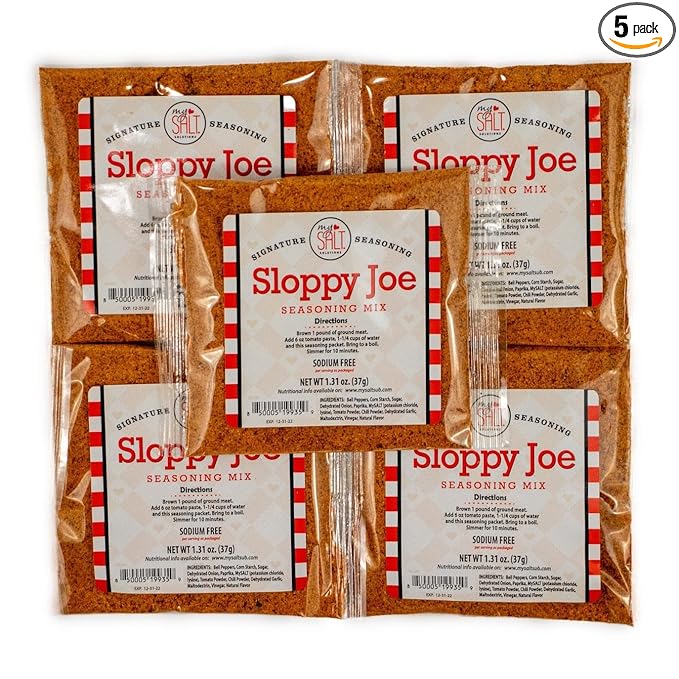 MySALT Sloppy Joe Sauce Mix 5 Pack ??Salt-Free Sloppy Joe Seasoning for Quick, Heart-Healthy Meals ??Classic Comfort Food Without the Sodium