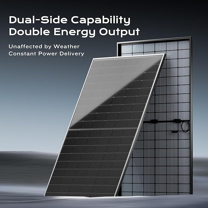 EPOCH 800W Bifacial Solar Panels,N-Type Class A 12/24 Volt Monocrystalline Solar Panel, High-Efficiency Waterproof Solar Module for RV Camping, Boat, Marine,Off-Grid[400w×2pcs]