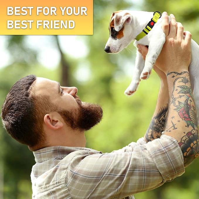 Adjustable Dog Collar with QR Code Dog Tag ID Attached - Made in USA - Honeycomb Waterproof Heavy Duty Dog Collar with Safe Lock Buckle - Odor Proof Pet Collar for Dogs with Strong Zinc D Ring