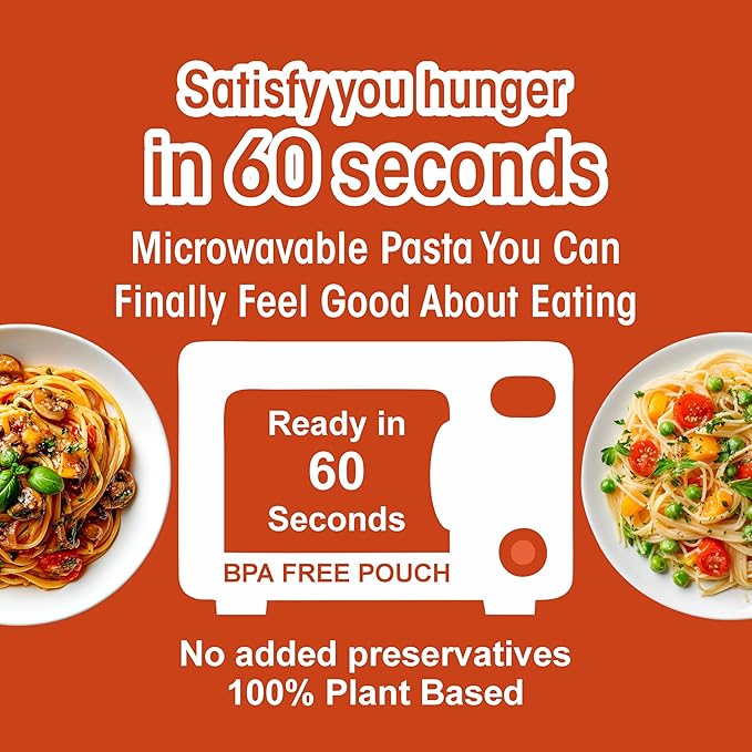 Pasta Zing Spaghetti Pasta Made with Italian Durum Wheat | Ready to Eat Meals in 60 seconds | Fully Cooked, Microwave Meals, Ready Pasta for Dinner, Easy Dinner Sides | Pack of 7, 7.05 Ounce