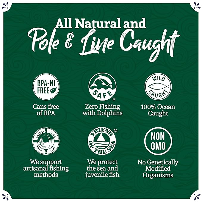 Santo Amaro - Artisanal Wild Tuna Fillets in Olive Oil & Oregano, Pole & Line Caught Tuna from Portugal, Hand-Packed Athens-Style Canned Tuna Fish, 22g Protein, Paleo, Keto, Low Mercury, Pack of 3