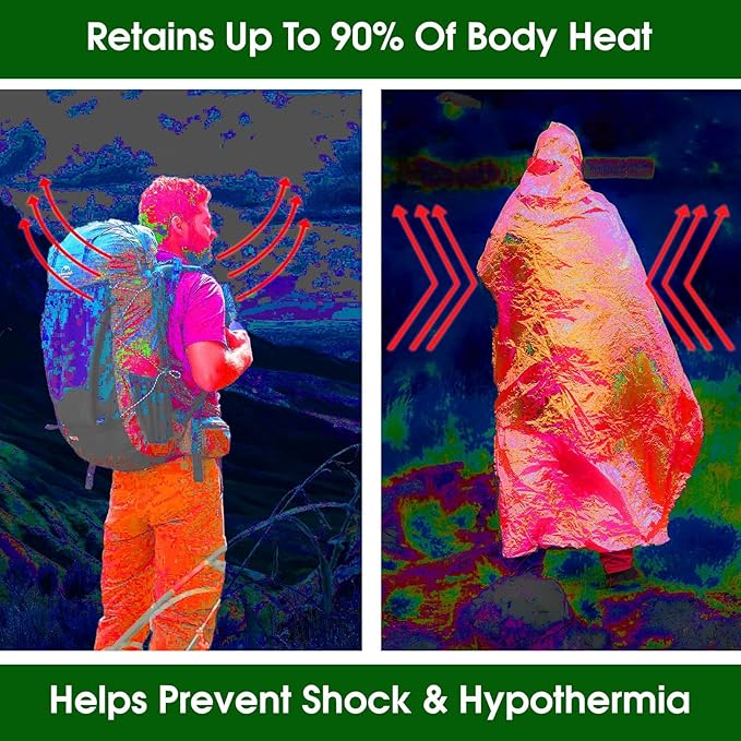 CXYARY 100 Pack Emergency Mylar Thermal Blanket, 84” x 52” Space Blankets, Emergency Thermal Blanket Space Rescue Survival Gear Camping for Outdoors, Hiking, Camping Survival