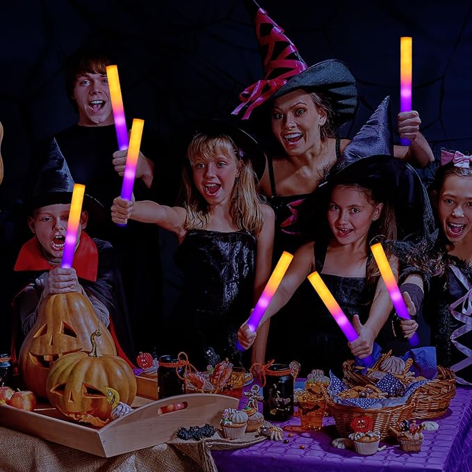 12 Pcs LED Glow Sticks Bulk Halloween Foam Stick Glow with 3 Modes in Dark Party Supply Flashing Effect Vintage LED Decor Reusable Light for Party Wedding Birthday Concert Halloween Christmas