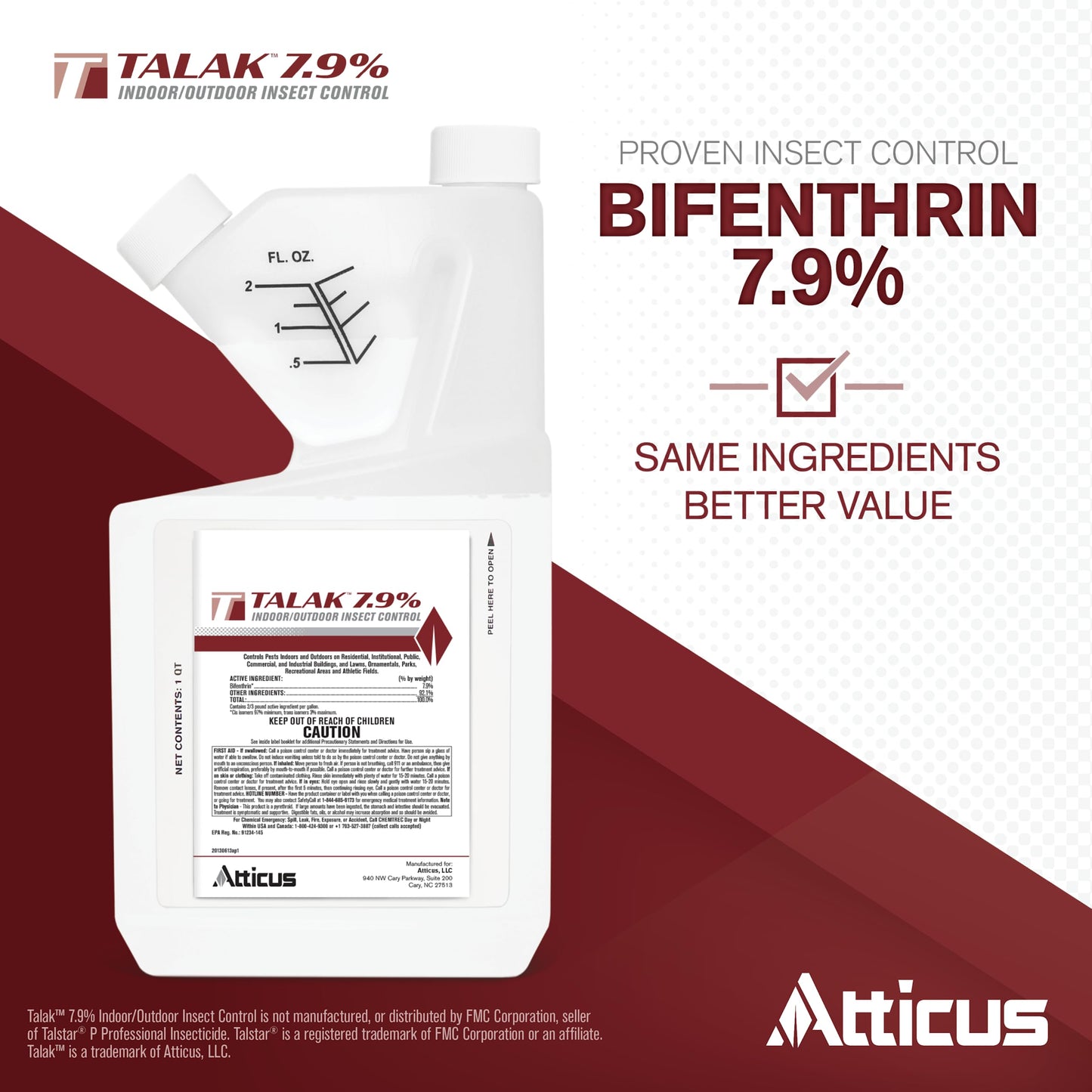 Atticus Talak 7.9% Indoor/Outdoor Bifenthrin Insecticide Concentrate (32oz)