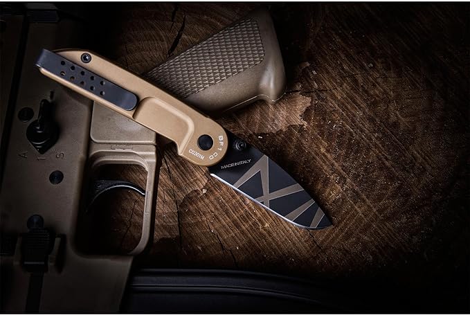 Extrema Ratio - BF1 CD (DESERT), Folding Knife, Böhler N690 steel hardened to 58 HRC, desert-colored stone burnished blade, smooth aluminum handle, reversible stainless steel clip, slim and compact design