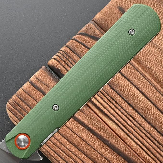 FF6 Folding Knife,D2 Steel Blade G10 Handle EDC Tool Knife for Camping,Hiking,Hunting,Fishing(Green)