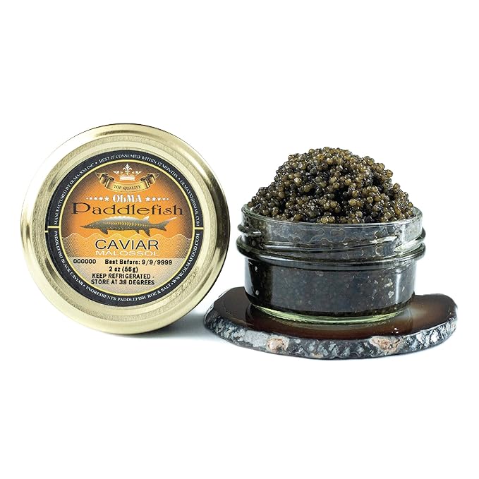 OVERNIGHT SHIPPING - OLMA American Paddlefish Black Caviar - Medium Grey Pearls, Smooth Flavor - 2 oz / 56 g