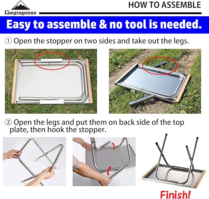 Camping Side Table Heat-Resisting Stainless Steel Embossing Process for Outdoor Table Top Grill with Carrying Bag T-380