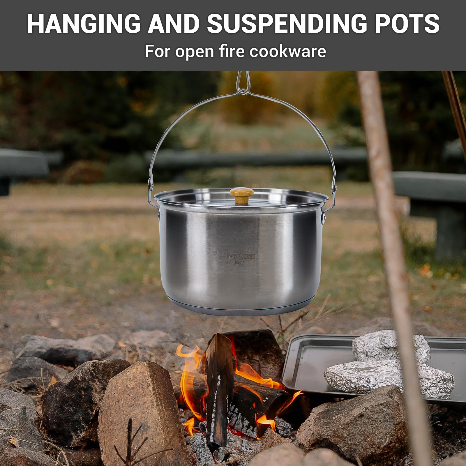 KingCamp Camping Cookware Set, 304 Stainless Steel Camping Pot for 4-6