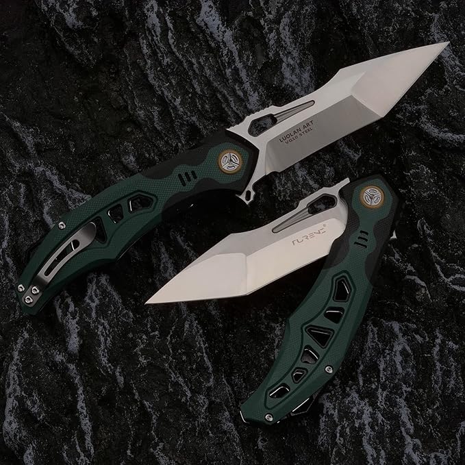 high hardness sharp folding pocket knife, 3.7in vg10 steel blade, inlaid G10 handle, lining lock, titanium clip, EDC flipper utility knife, used for hunting, camping, hiking and fishing
