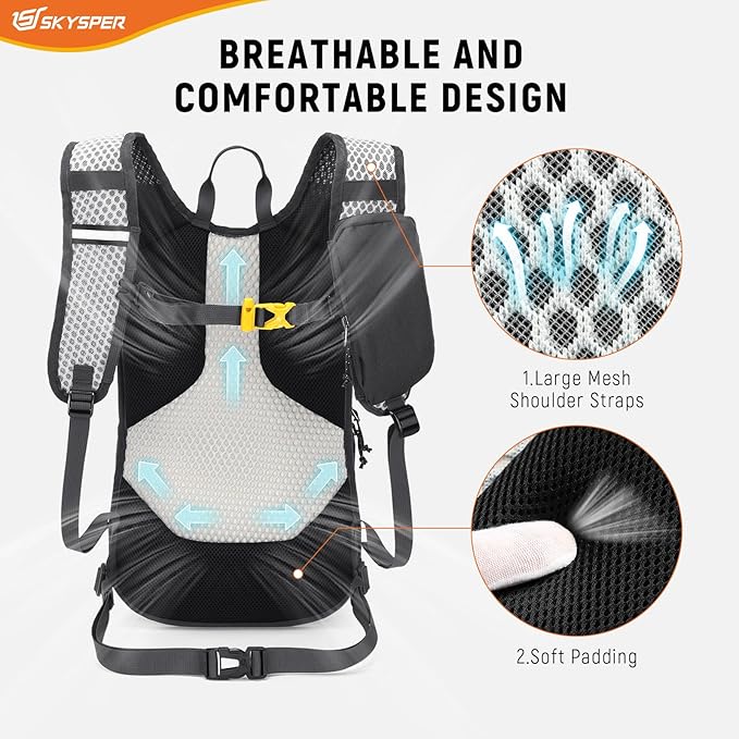 SKYSPER 15L Hiking Backpack Small Travel Daypack Breathable Lightweight Day Hike Bag with Shoulder Pocket Women Men