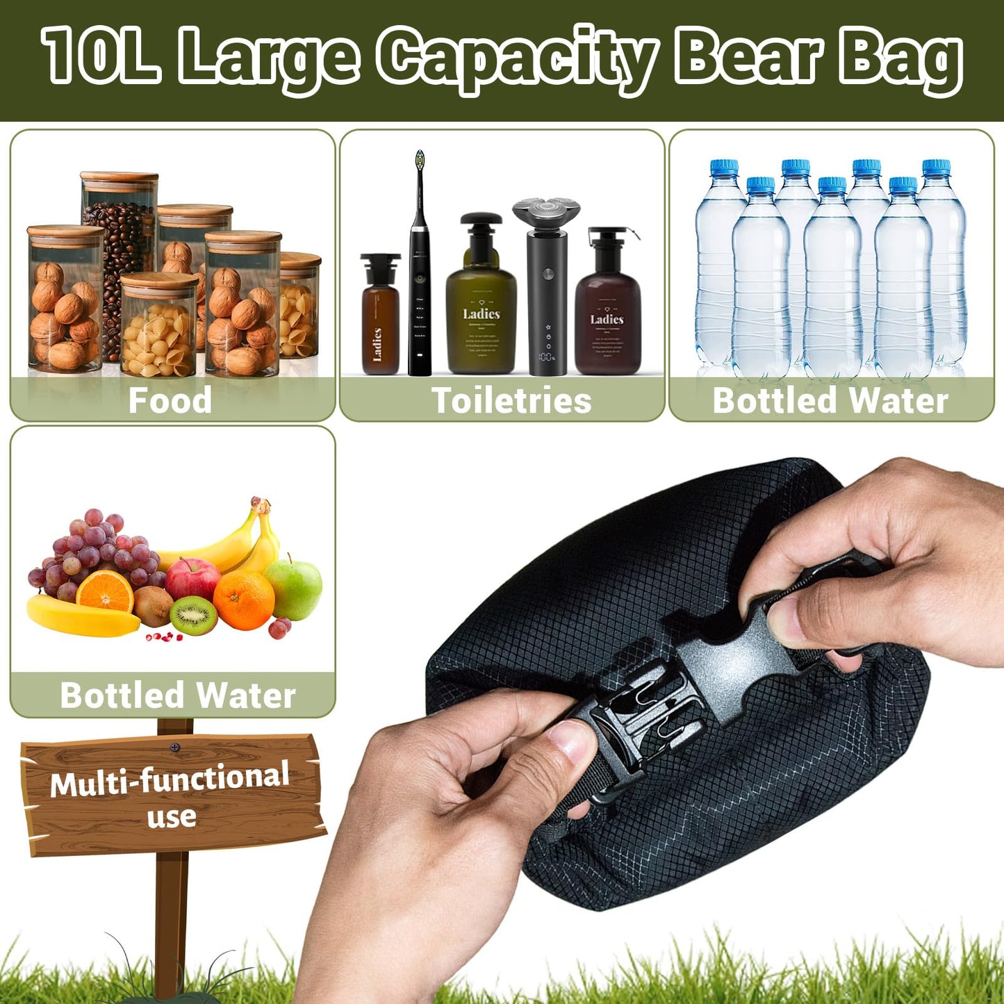 keepxaus Bear Bag Hanging Kit, 10L Waterproof Bear Bags for Food Backpacking Camping, Ultralight