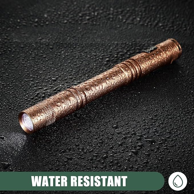 Hortsun 10 Pcs Mini Flashlight Bulk LED Pen with Pocket Small Flashlight with Clip for Outdoor Father's Day Gift for Men(5.12 Inch,Black, Brown, Green)