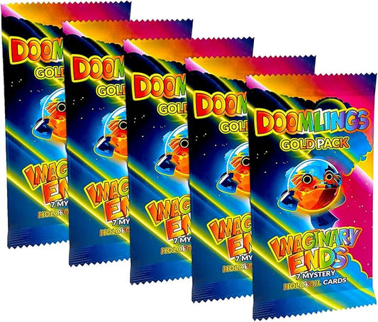 Doomlings Card Game: Imaginary Ends Expansion - Collectible Mystery Holofoils Gold Pack | Strategy Game for Kids, Teens & Adults | 2-6 Players, Ages 7+ (35 Holofoils)