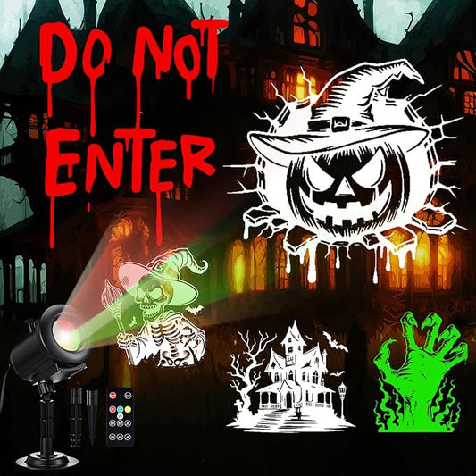12 in 1 Halloween Projector Outdoor Decoration and Christmas Projector Lights, 2025 Upgraded 3D HD Dynamic Effects 4 Colors with Remote, Waterproof for Window Wall Decor