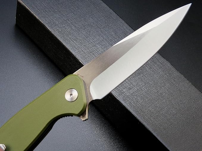 Eafengrow EF240 Folding Knife D2 Steel Blade G10 Handle EDC Tool Pocket Knives for Outdoor Working Camping (green)