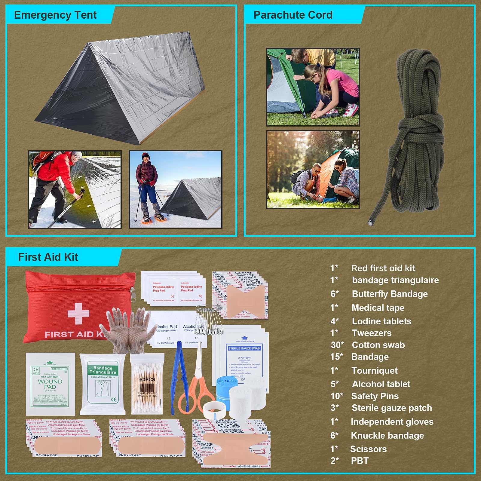 Survival Kit, Gifts for Fathers Day Men, Women, 251pcs Emergency Survival Gear and Supplies