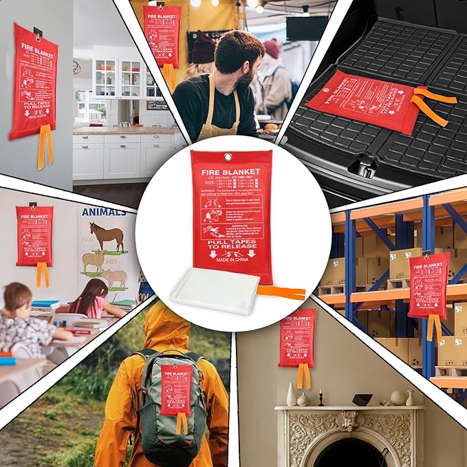 Home Emergency Fire Blankets, (39.3 * 39.3?? 1PACK Fire Blanket for Kitchen, Fireproof Fiberglass Fire Safety Blanket.