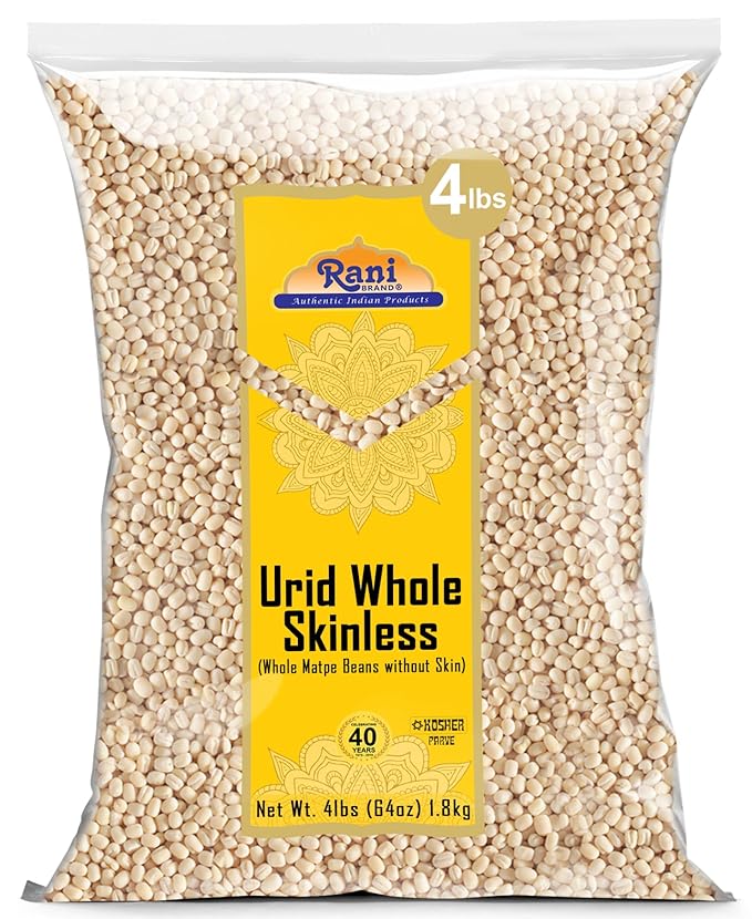 Rani Urid/Urad Gota White (Matpe Beans Skinless) Indian Lentils 64oz (4lbs) 1.81kg Bulk ~ All Natural | Gluten Friendly | Non-GMO | Kosher | Vegan | Indian Origin