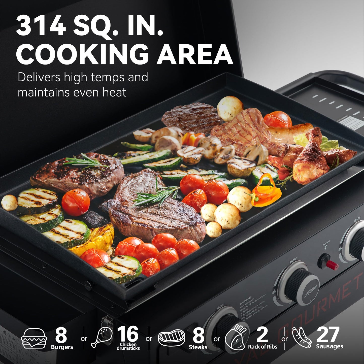 Royal Gourmet PD3001 3-Burner Propane Gas Griddle with Collapsible Stand
