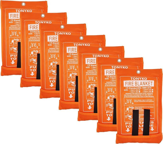 TONYKO Emergency Fire Blanket for Home and Kitchen - Orange - Fire Suppression, Fiberglass Fireproof