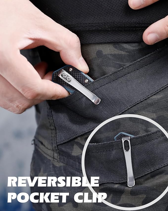 EDC Folding Knife with Clip, 3 Inch D2 Steel Drop Point Blade with G10 Handle, Pocket Knife for Men Women Outdoor Camping Hiking with Thumb Hole and Axis Lock Pocketknife