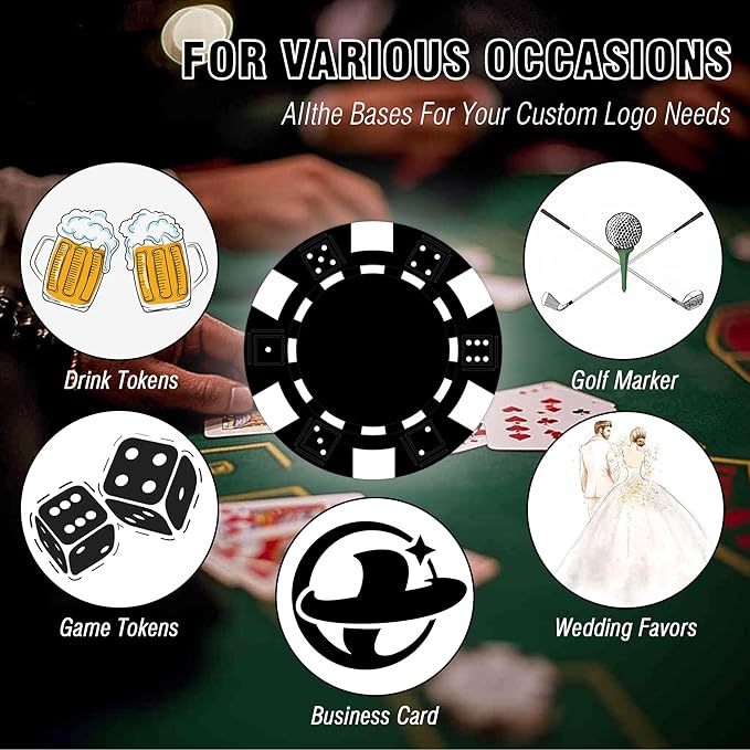 50 Custom Poker Chips,Personalized with Your Logo Image or Text,11.5g Clay Casino Chips for Events or Gifts