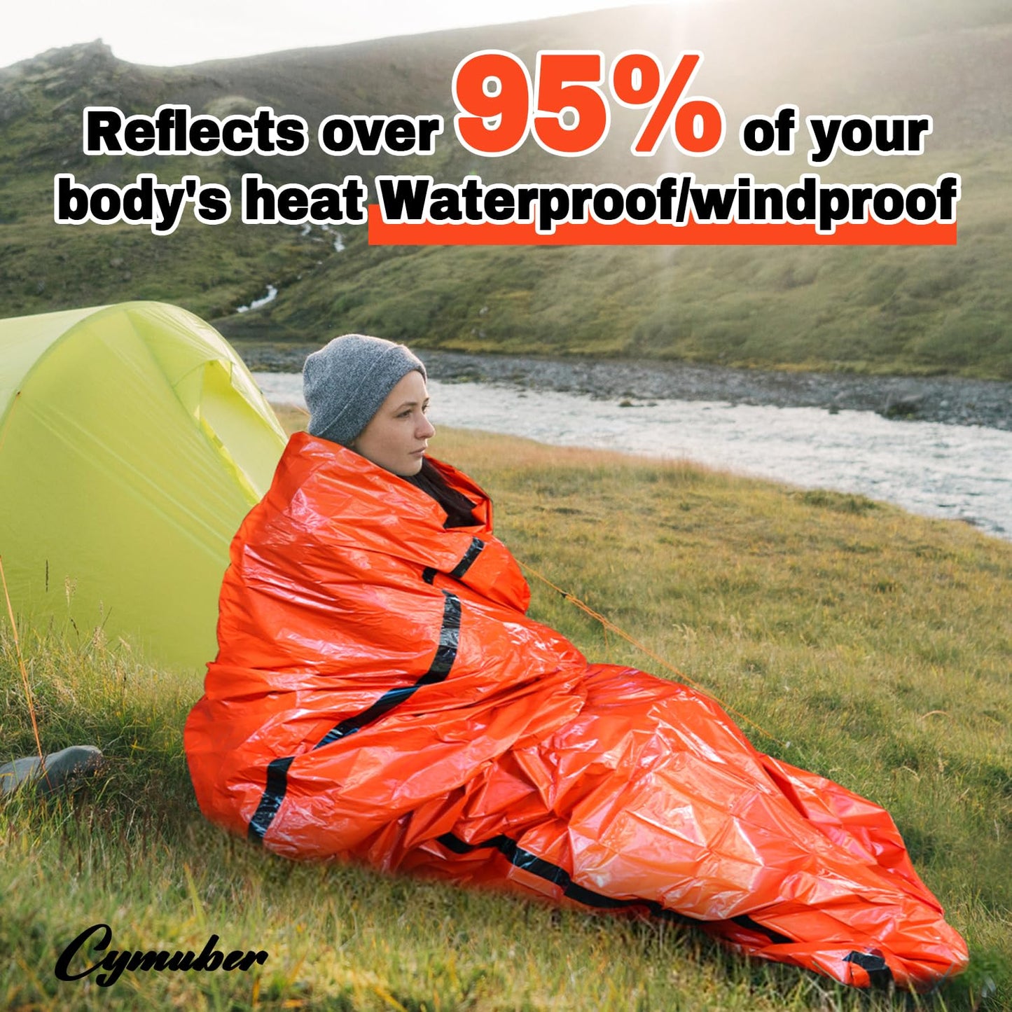 Emergency Sleeping Bag Survival Bag, Cymuber Portable Waterproof Thermal Bivy Sacks Tac Bivvy