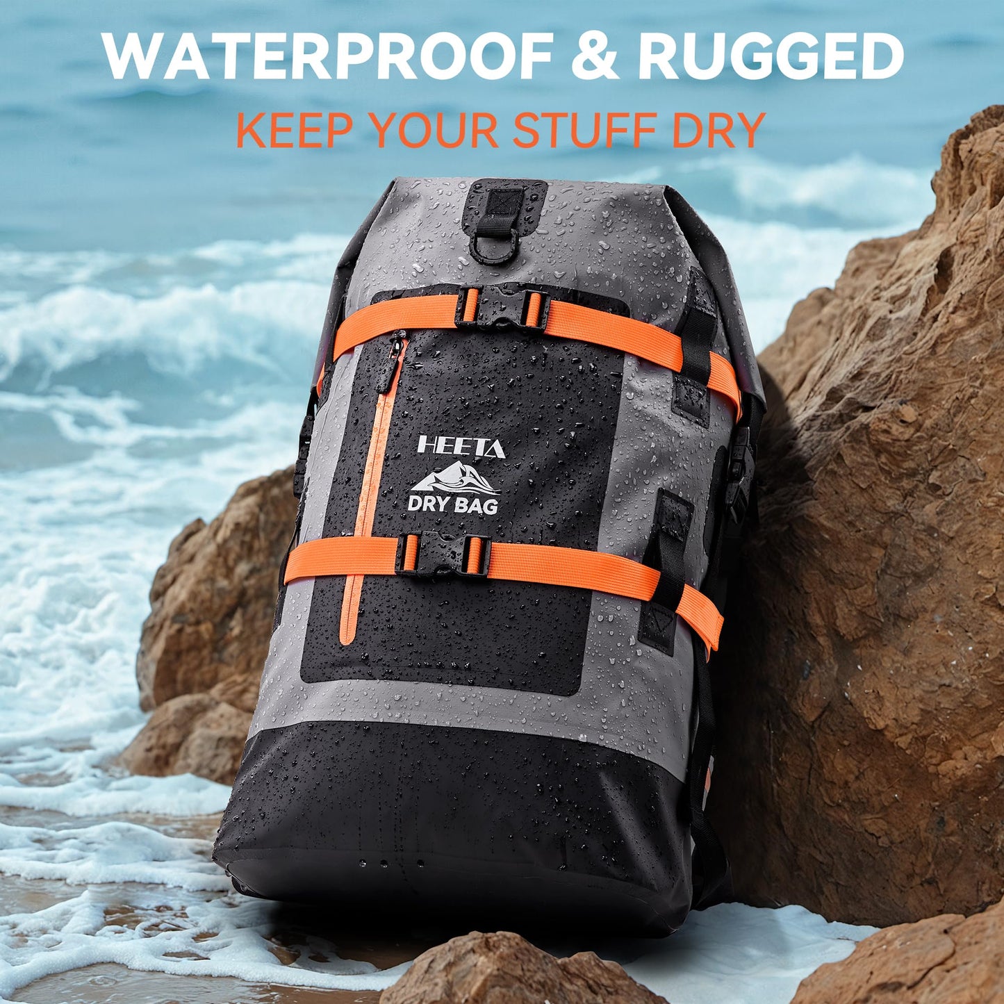 HEETA Dry Bags Waterproof Backpack 40L for Men & Women, Roll Top Heavy Duty