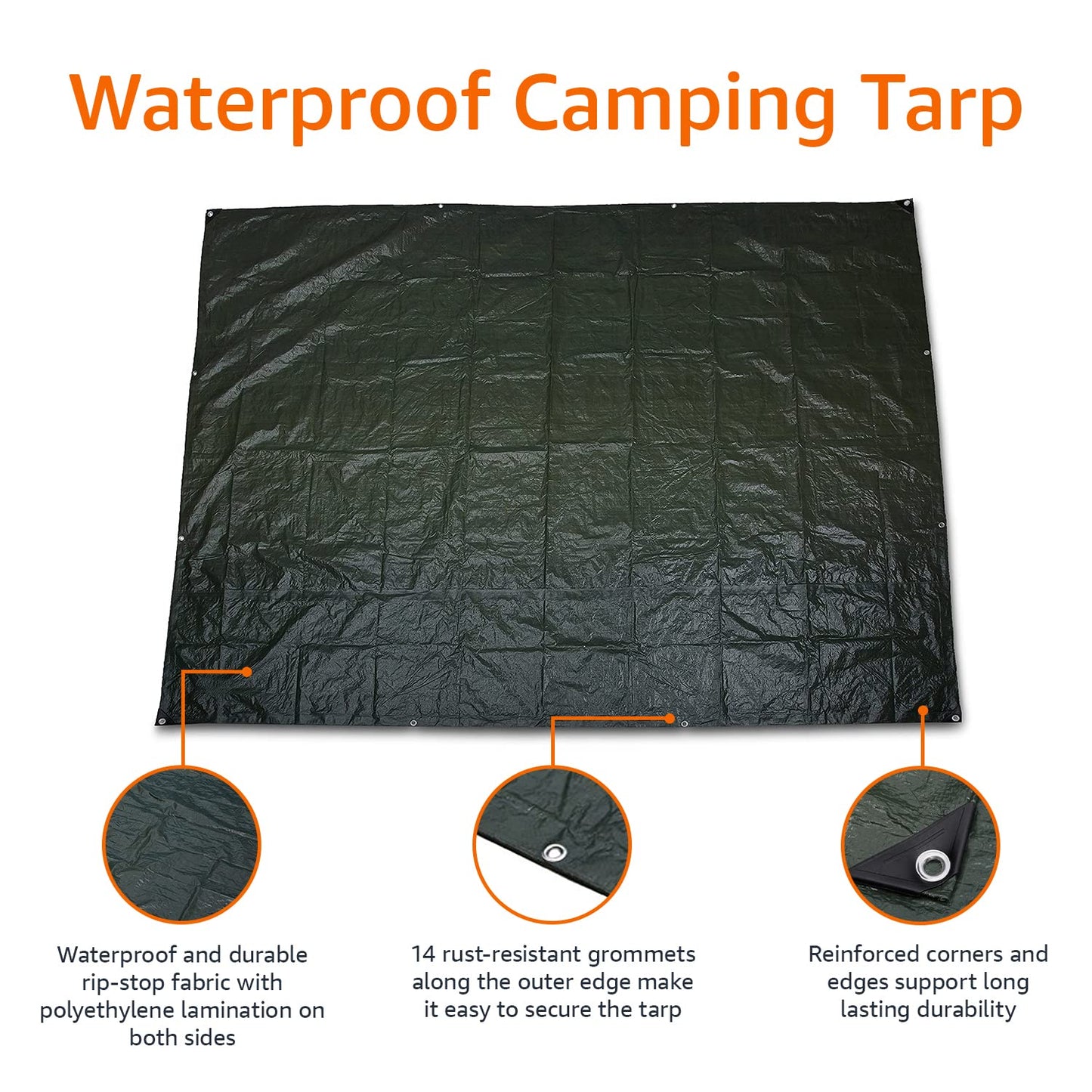 Amazon Basics Waterproof Multipurpose Camping Tarp with Reinforced Corners and Edges, Protective