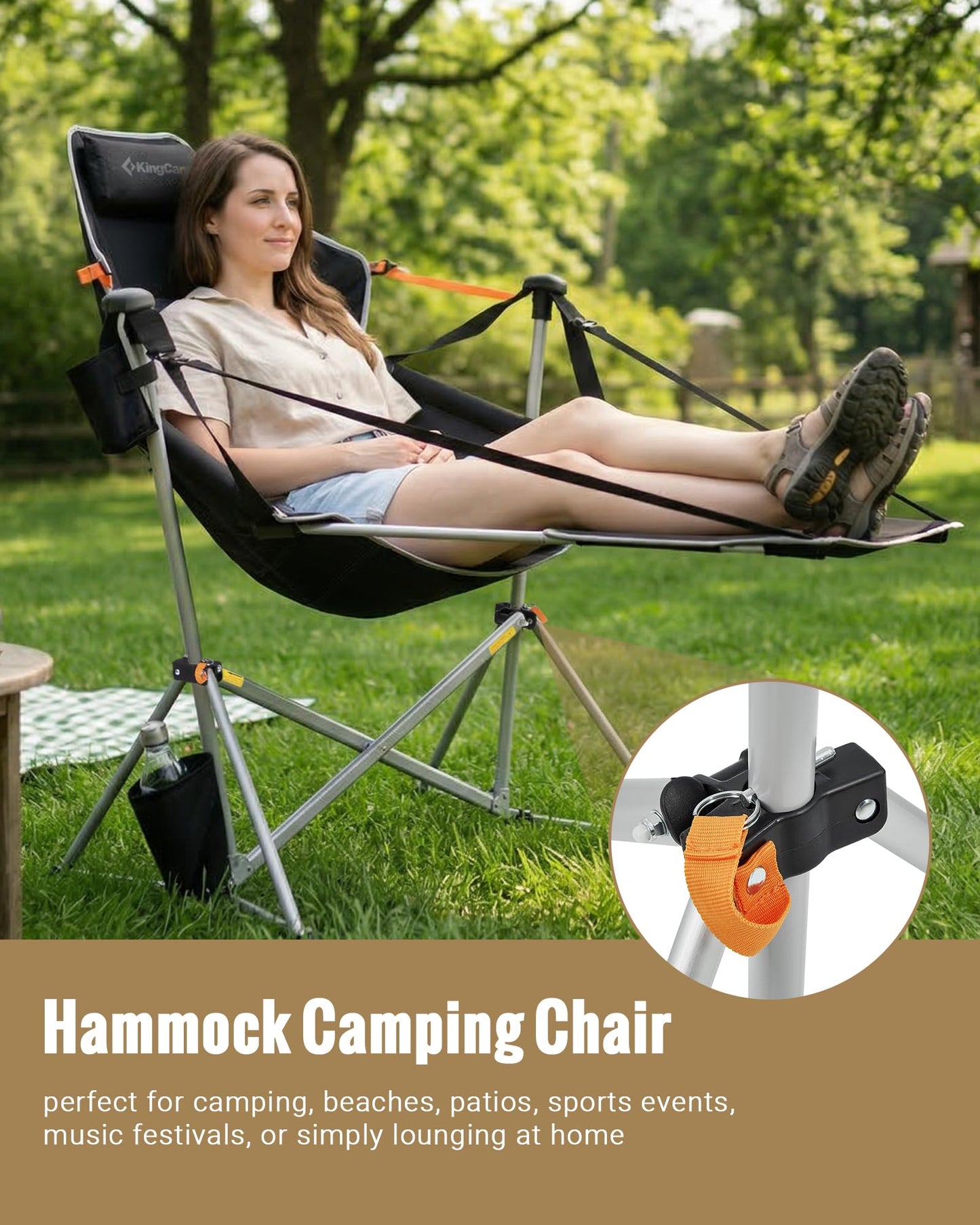 KingCamp Hammock Chair with Footrest, Heavy Duty Swinging Chairs 400lbs