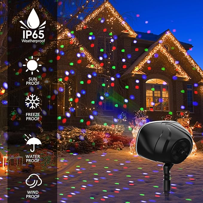 Christmas Halloween Projector Lights Outdoor,Indoor 15 Colors Snowfall Rotating Falling Snow Projector with Remote and Timer,Waterproof Landscape Lights for Home Yard Garden Window Christmas Decor