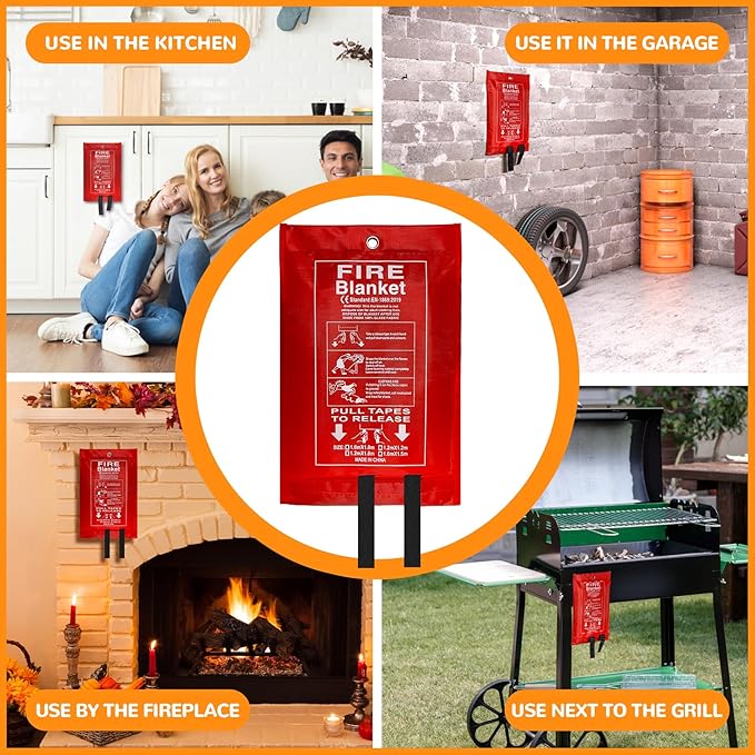 40??x 40??Emergency Fire Blanket - Flame Suppression Fiberglass Blankets for Home, Kitchen, Camping, Car, Office, Warehouse, Emergency Survival Safety - Fire Extinguisher Alternative (4, 40*40)