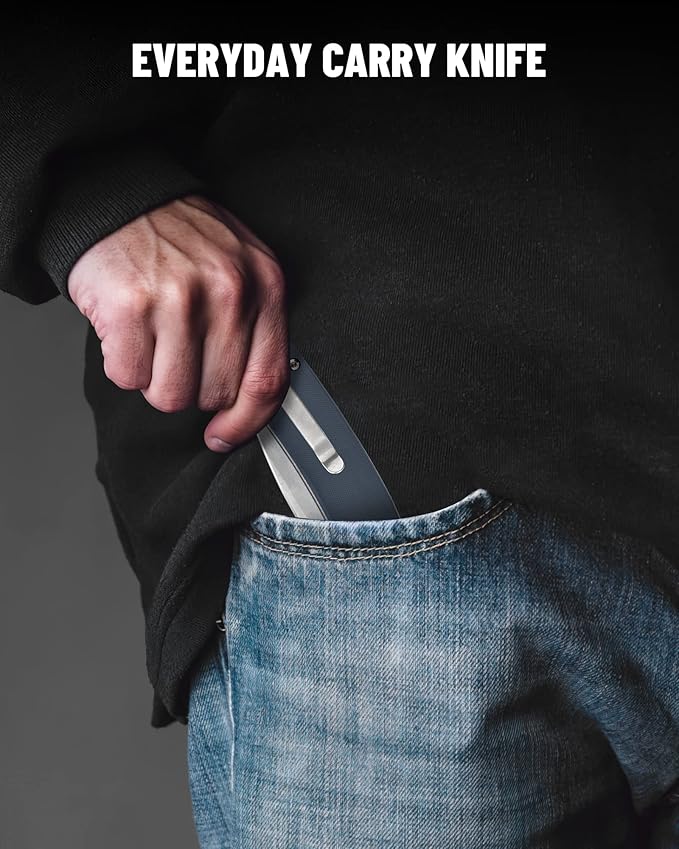 CJRB Folding Knife Pyrite (J1925) AR-RPM9 Blade and Stainless Steel Handle EDC Pocket Knife with Clip Blue