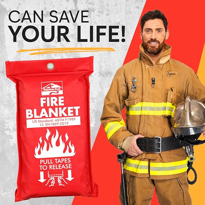 KP Emergency Fire Blanket - 4 Pack 40??x 40????Fire Suppression Blanket for Kitchen, Home & Emergency Use