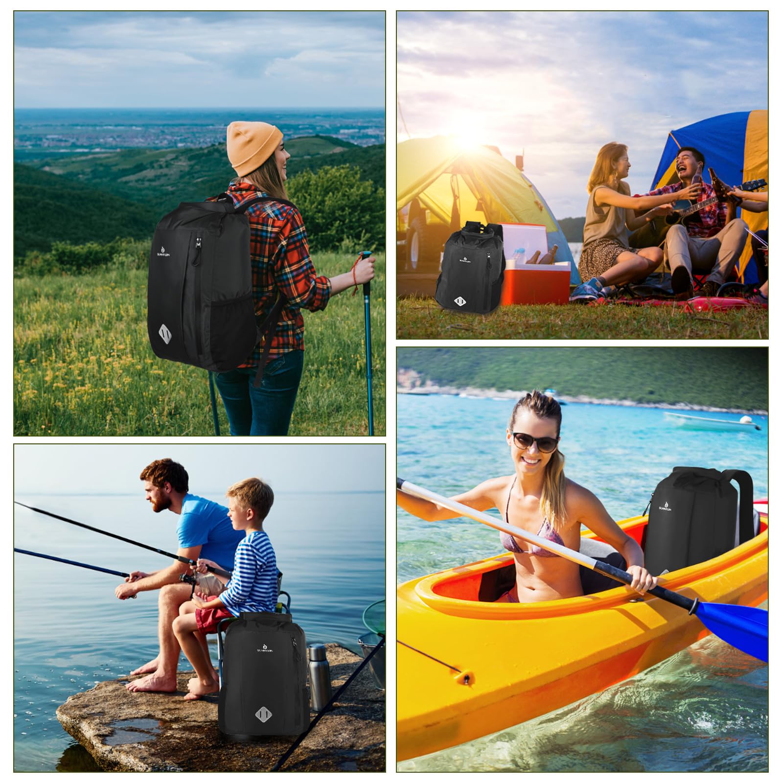 Sunnylon Dry Bag Backpack, 20L Dry Bag Waterproof with Waist Pouch and Phone Case,Roll top Dry bag