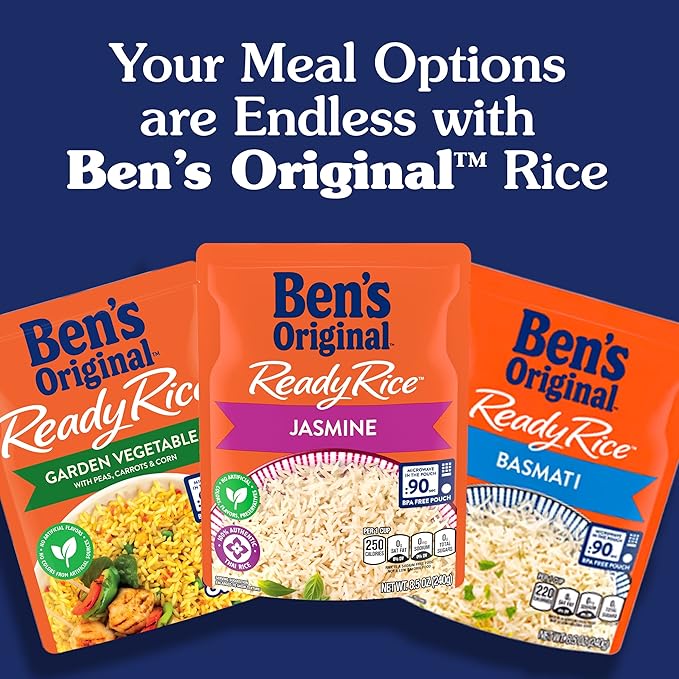 BEN'S ORIGINAL Ready Rice Butter and Garlic Flavored Rice, Easy Dinner Side, 8.8 oz Pouch (Pack of 12)