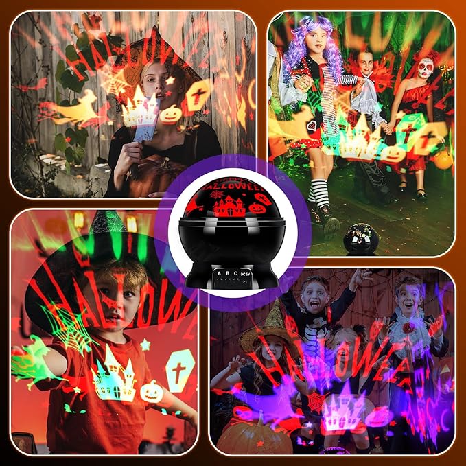 Halloween Projector Lights Indoor Happy Halloween Projection Light LED Spooky Pumpkin Ghost Spider Decorative Outdoor Lighting Projectors for Party Holiday Garden Landscape
