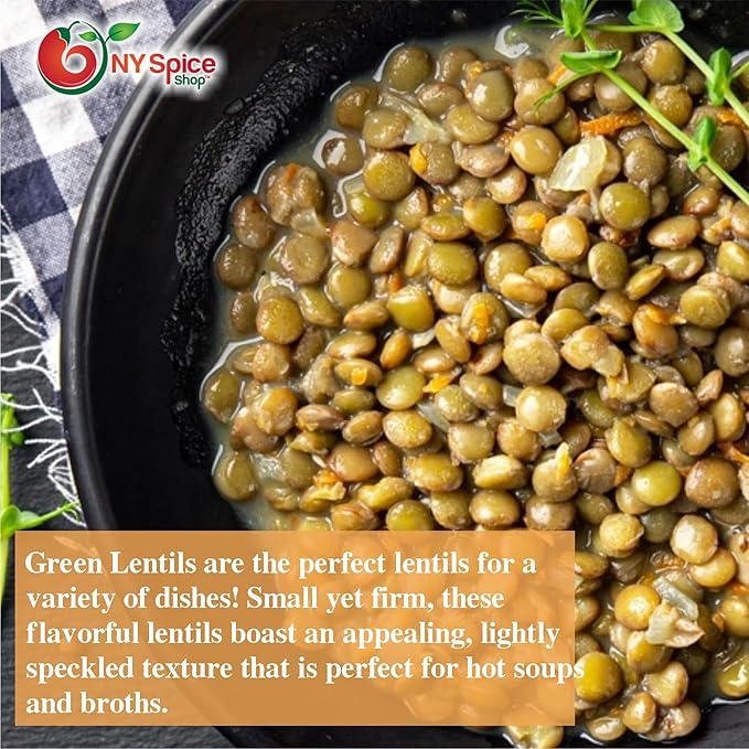 NY SPICE SHOP Eston Green Lentils ??1.5 lbs. (Pound) Green Lentils ??Dry Du Puy Style Lentils & Peas - All-Natural Plant-Based Protein for Soups, Salads, & Stews