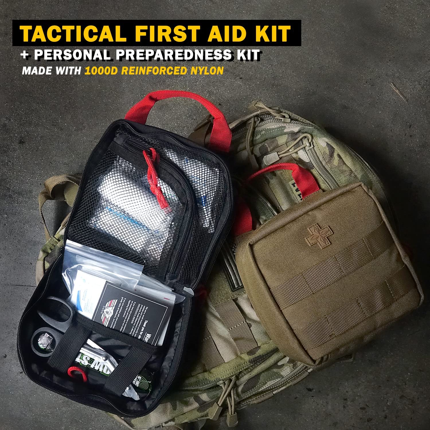 Everlit 180 Pieces Tactical First Aid Kit IFAK Molle EMT Pouch Outdoor Camping Emergency Kits for