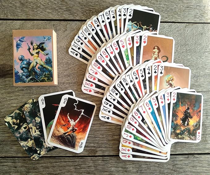 SciFi FANSTASY Playing Cards (Poker Deck 54 Cards All Different) Vintage Retro Fantasy SciFi Magazine Covers Comic Art by Frank Frazetta